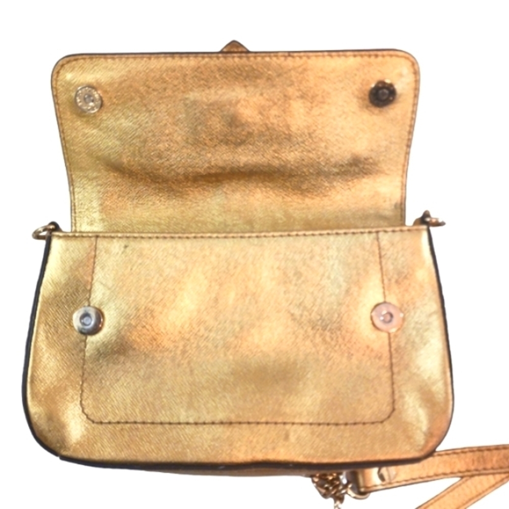 Vintage Milly Gold Leather Crossbody Bag Chain Strap - Picture 8 of 14